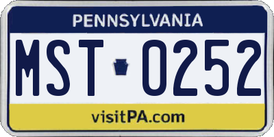 PA license plate MST0252