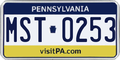 PA license plate MST0253