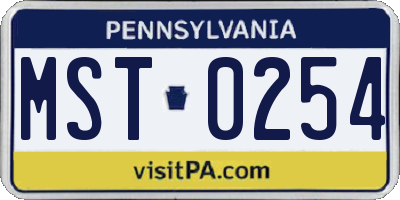 PA license plate MST0254