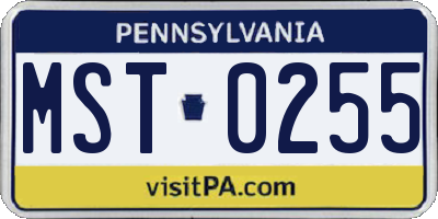 PA license plate MST0255