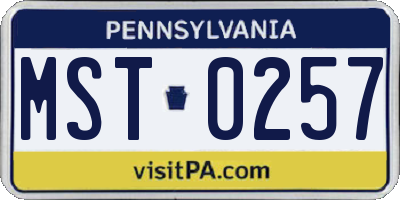 PA license plate MST0257