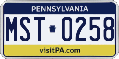 PA license plate MST0258