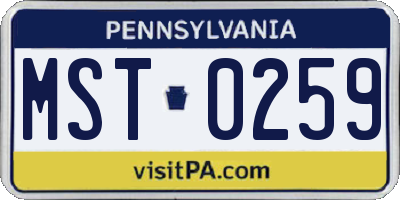 PA license plate MST0259