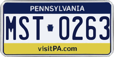 PA license plate MST0263