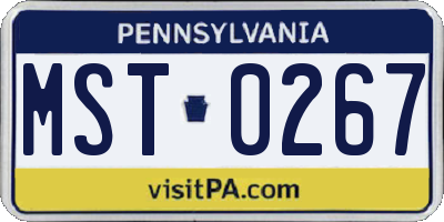 PA license plate MST0267