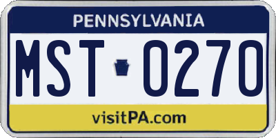 PA license plate MST0270
