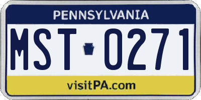 PA license plate MST0271