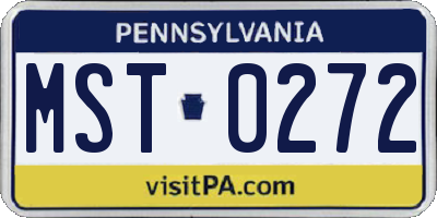 PA license plate MST0272