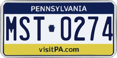 PA license plate MST0274