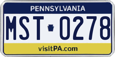 PA license plate MST0278