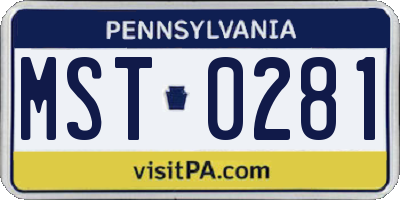 PA license plate MST0281