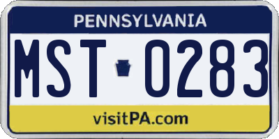 PA license plate MST0283