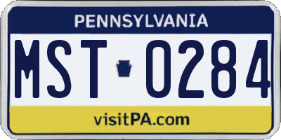 PA license plate MST0284