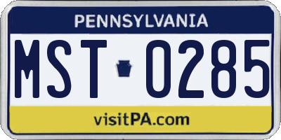 PA license plate MST0285