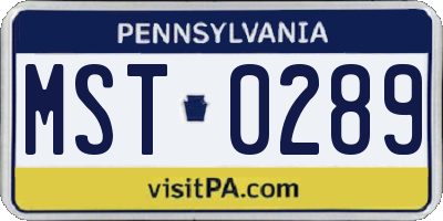 PA license plate MST0289
