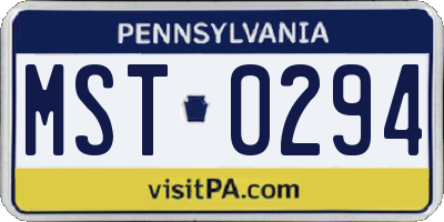 PA license plate MST0294