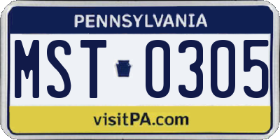 PA license plate MST0305