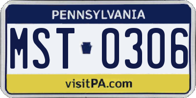 PA license plate MST0306
