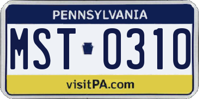 PA license plate MST0310