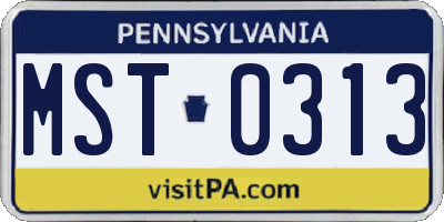 PA license plate MST0313