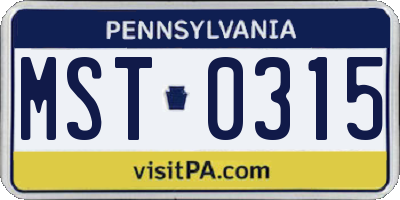 PA license plate MST0315