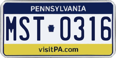 PA license plate MST0316