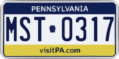 PA license plate MST0317