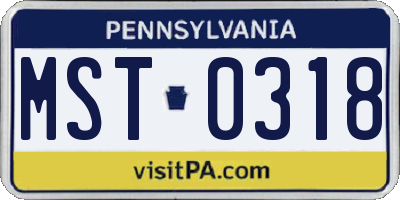 PA license plate MST0318