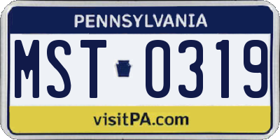 PA license plate MST0319