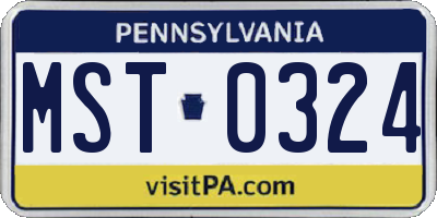 PA license plate MST0324