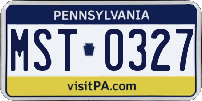 PA license plate MST0327