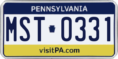 PA license plate MST0331