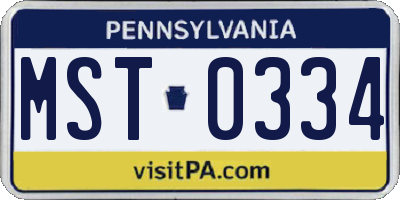 PA license plate MST0334