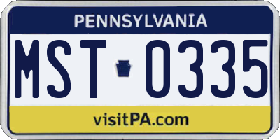 PA license plate MST0335