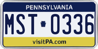 PA license plate MST0336