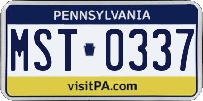 PA license plate MST0337