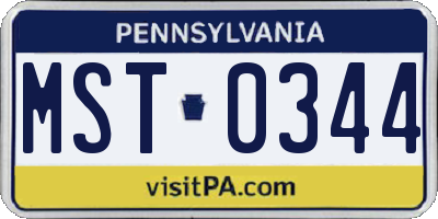 PA license plate MST0344