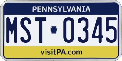 PA license plate MST0345