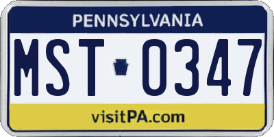PA license plate MST0347