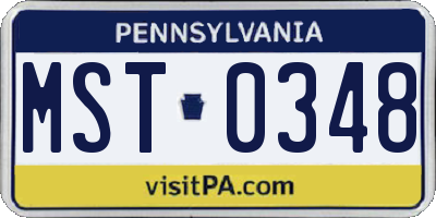 PA license plate MST0348