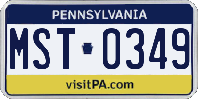 PA license plate MST0349