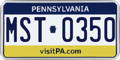 PA license plate MST0350