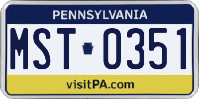 PA license plate MST0351