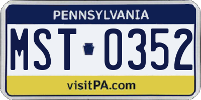 PA license plate MST0352