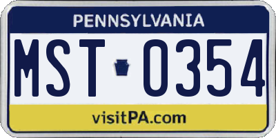 PA license plate MST0354
