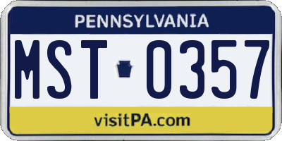PA license plate MST0357