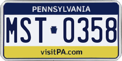 PA license plate MST0358
