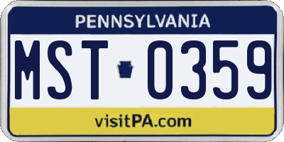 PA license plate MST0359
