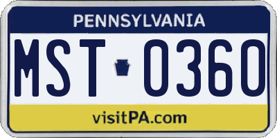 PA license plate MST0360