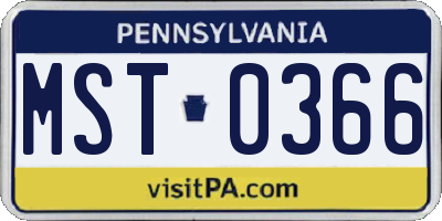 PA license plate MST0366